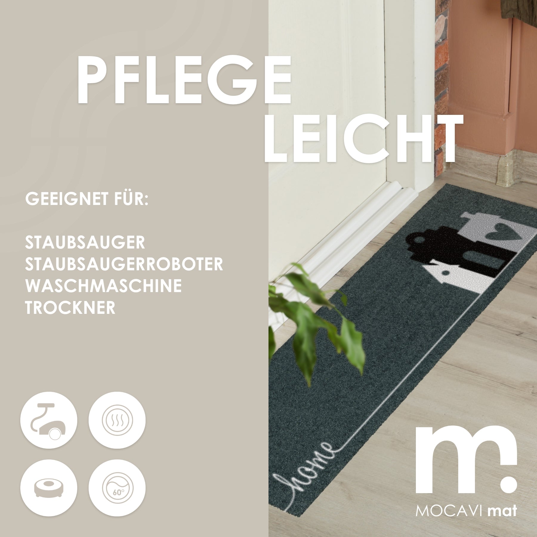 Läufer klein 30x100 Mat hygge home anthrazit