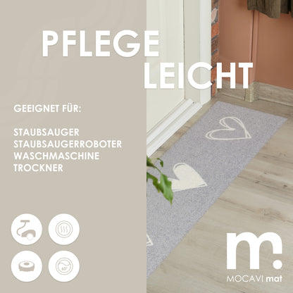 Läufer klein 30x100 Mat Schuhparkplatz Herzen beige
