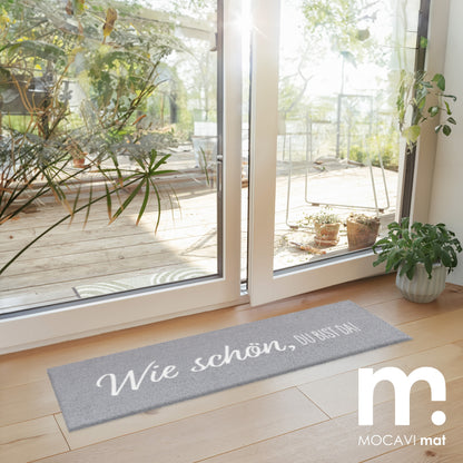 Läufer klein 30x100 Mat Wie schön, du bist da, grau