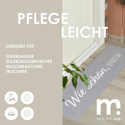 Läufer klein 30x100 Mat Wie schön, du bist da, grau