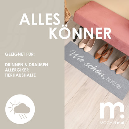 Läufer klein 30x100 Mat Wie schön, du bist da, grau