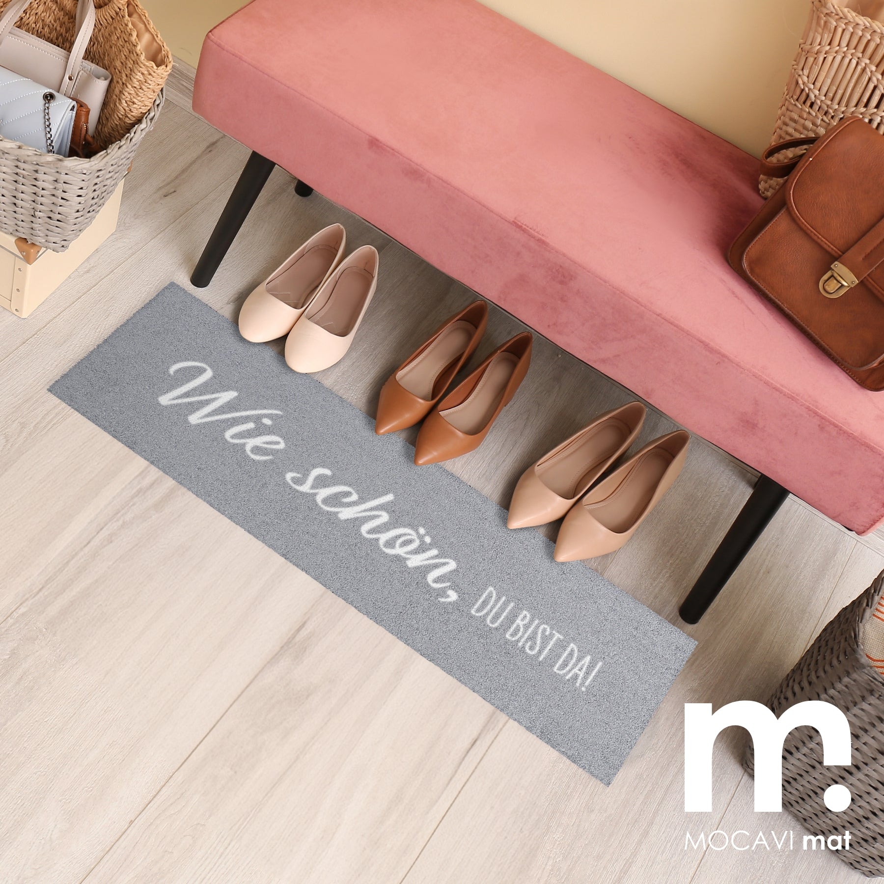 Läufer klein 30x100 Mat Wie schön, du bist da, grau