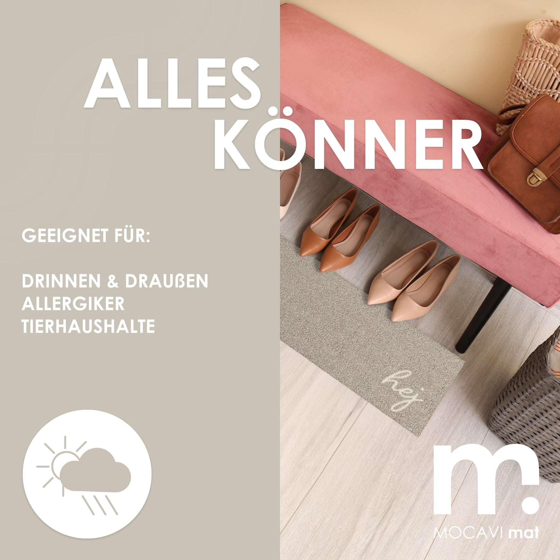 Läufer klein 30x100 Mat Hej beige