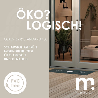 Läufer klein 30x100 Mat Herzen anthrazit