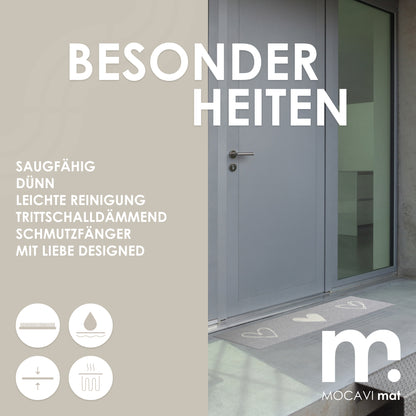 Läufer klein 30x100 Mat Schuhparkplatz Herzen grau