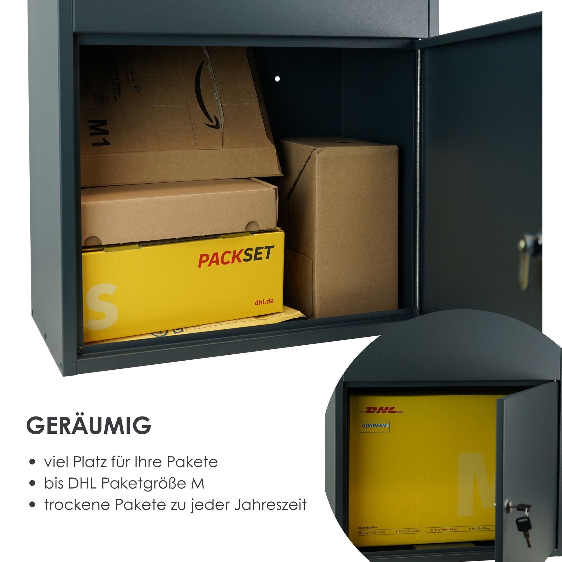 Viel Platz für Pakete in Paketbox