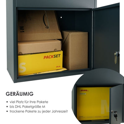 Viel Platz für Pakete in Paketbriefkasten
