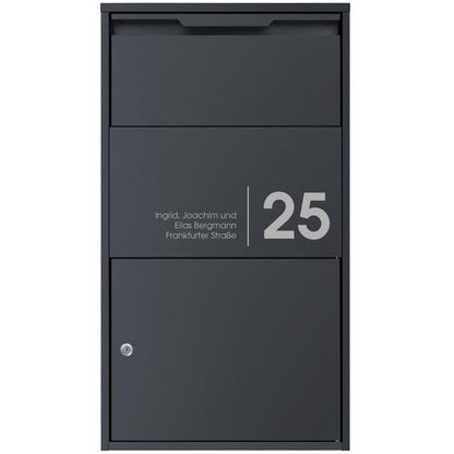 Paketkasten anthrazit matt mit Personalisierung
