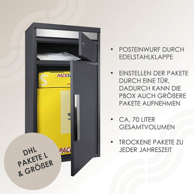 Paketbriefkasten PBox 65f Stick330 anthrazit personalisiert