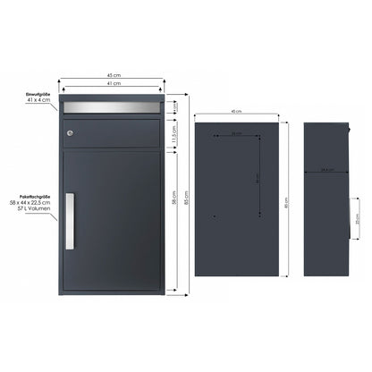 Paketbriefkasten PBox 65f Stick332 anthrazit personalisiert