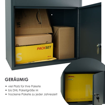 B-Ware Paketkasten PBox 55 anthrazit Sicherungseinwurf