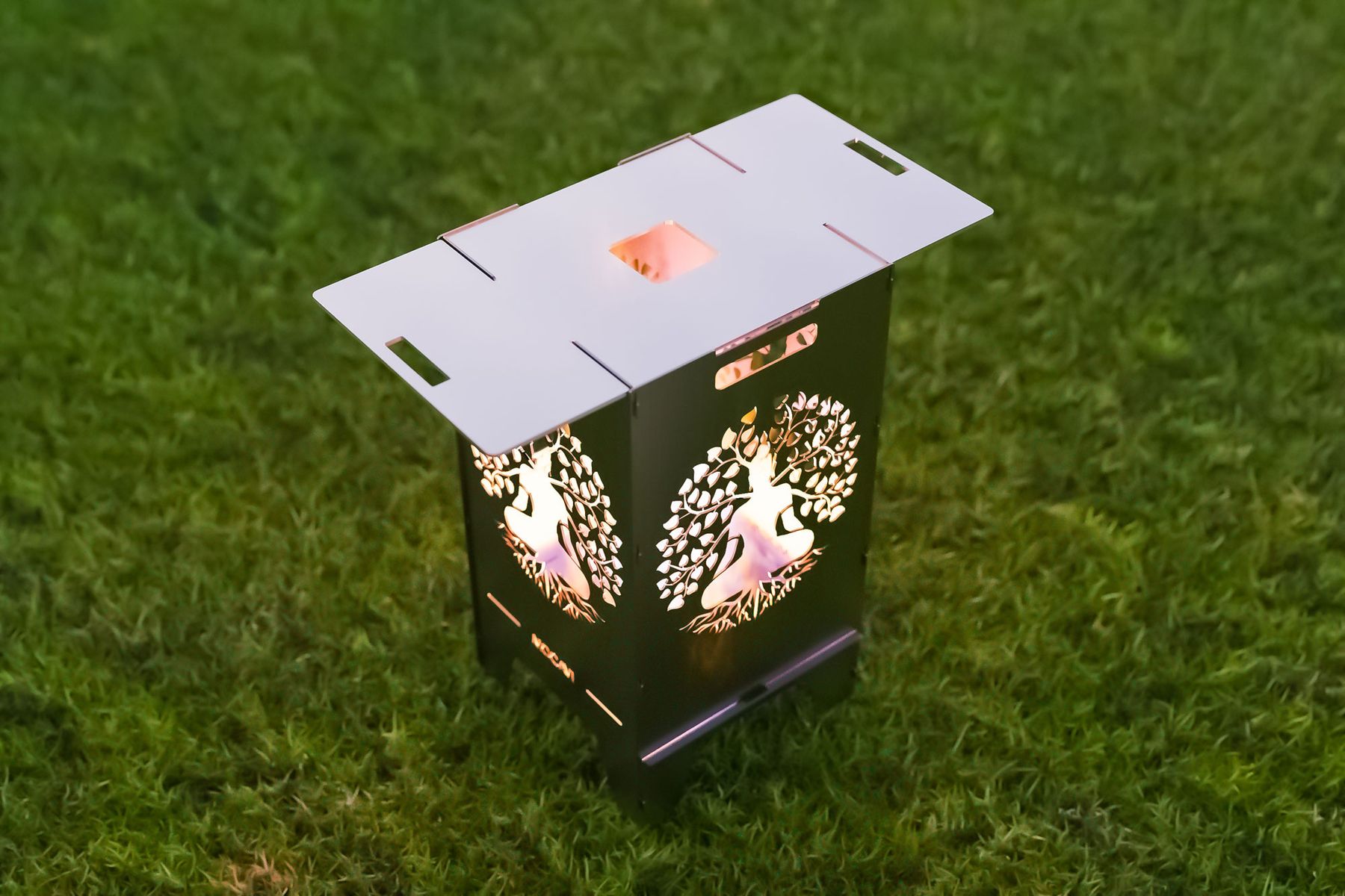 Plancha Edelstahl mit Ablage für Feuertonne und Feuerkorb