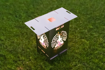 Plancha Edelstahl mit Ablage für Feuertonne und Feuerkorb