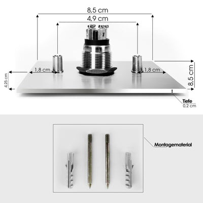 MO-Ring 515 Moderne Klingelplatte aus V4A-Edelstahl, quadratisch (8,5 cm), LED-Taster