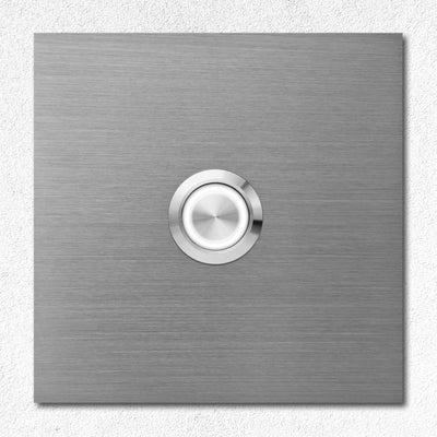 MO-Ring 515 Moderne Klingelplatte aus V4A-Edelstahl, quadratisch (8,5 cm), LED-Taster