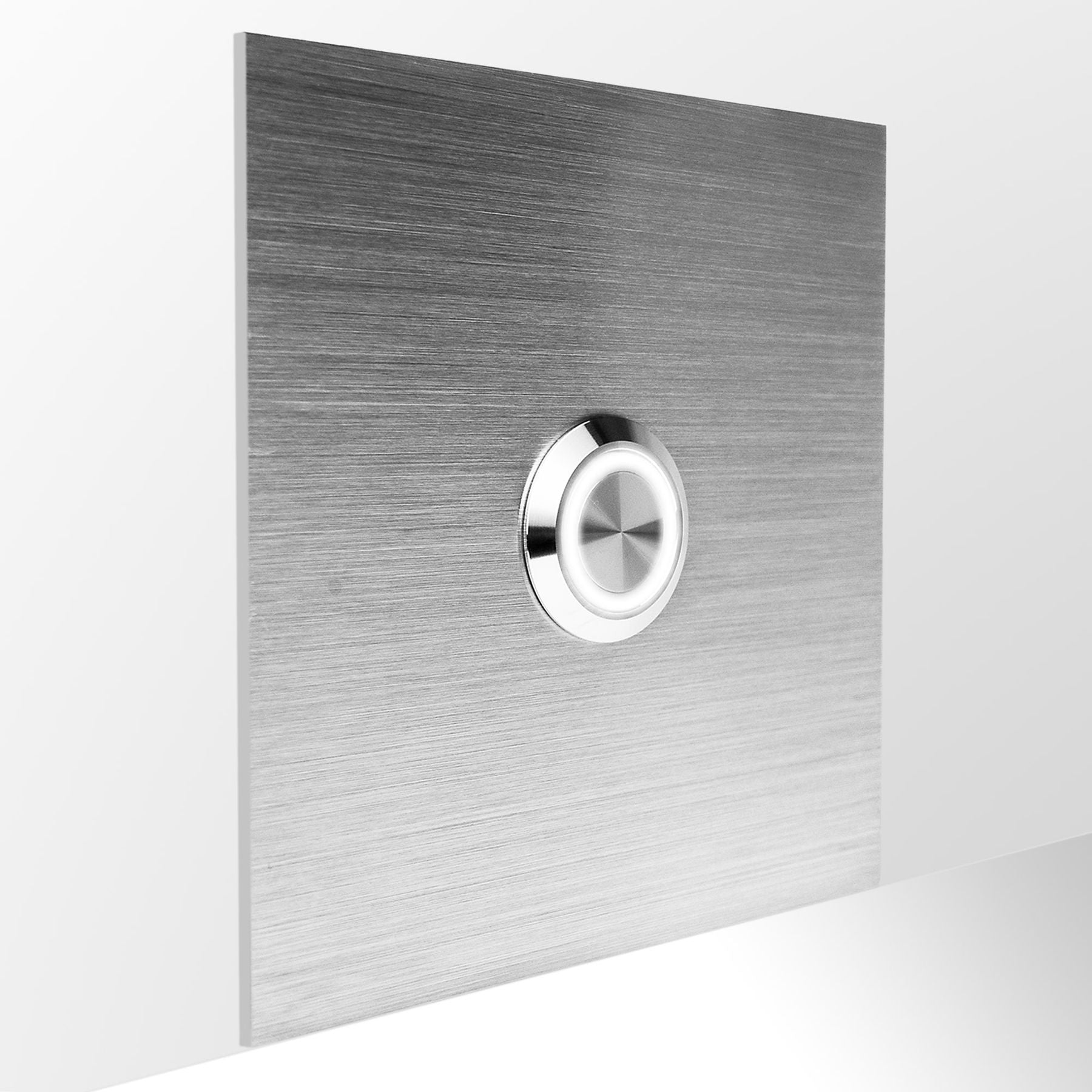 MO-Ring 515 Moderne Klingelplatte aus V4A-Edelstahl, quadratisch (8,5 cm), LED-Taster