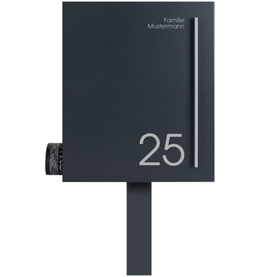 Standbriefkasten SBox 110Na mit Zeitungsfach anthrazit personalisiert