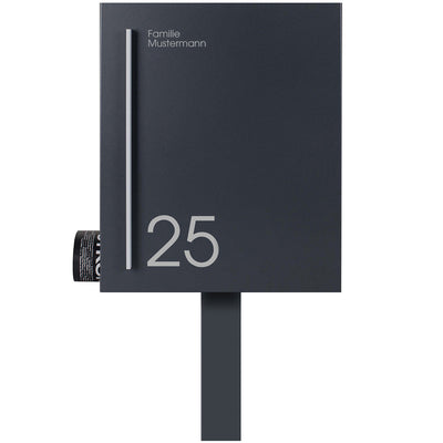 Standbriefkasten SBox 110RNa mit Zeitungsfach anthrazit personalisiert