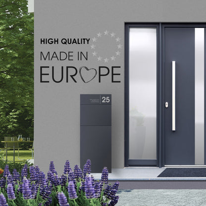 Stand-Briefkasten für alle Hauseingänge anthrazit mit edler Personalisierung