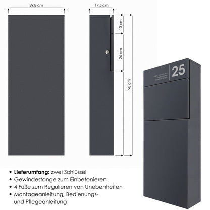B-Ware MOCAVI SBox 315 Standbriefkasten groß anthrazit