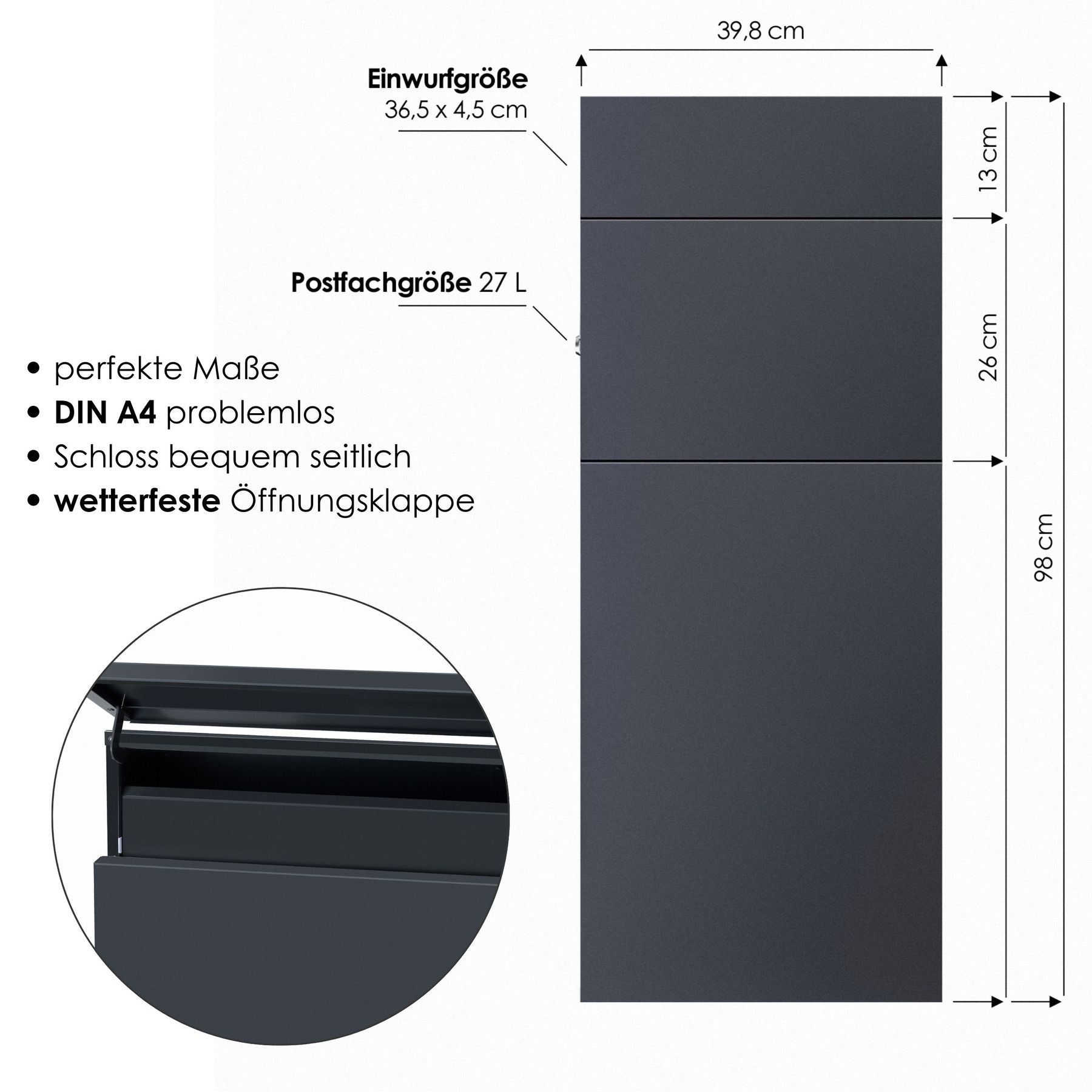 B-Ware MOCAVI SBox 315 Standbriefkasten groß anthrazit