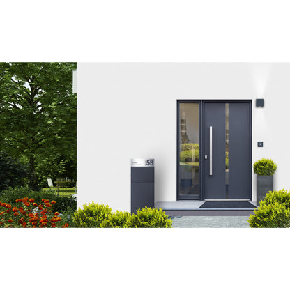 Qualitäts-STandbriefkasten mit Edelstahlschild - Hochwertige Personalisierung - freistehend, hochwertig, wetterfest und modern