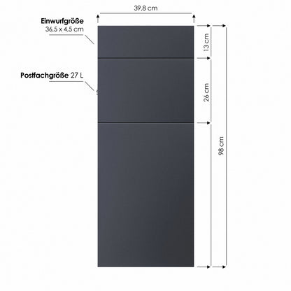 Perfekte Maße, durchdachter großer Standbriefkasten - freistehend - geräumig - wetterfest