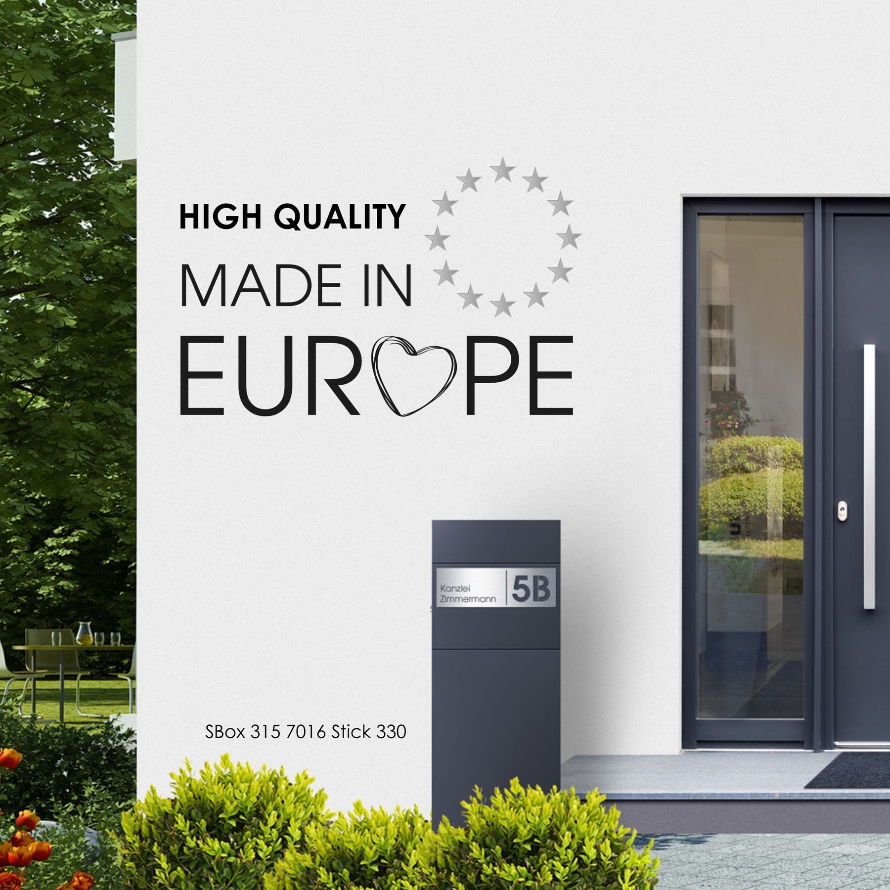 Qualitäts-Briefkasten Made in Europe MOCAVI SBox 315 anthrazit matt