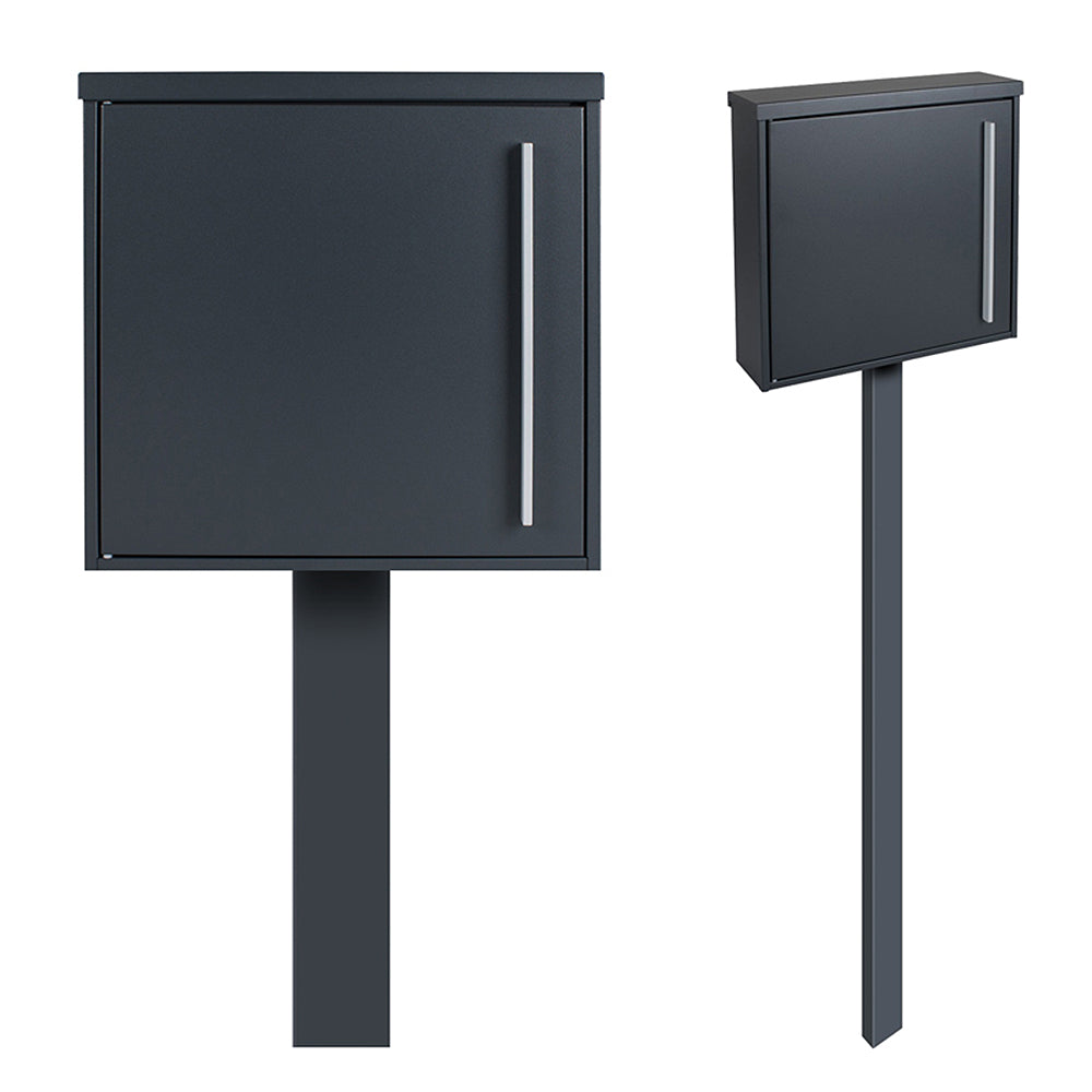 SBox 101b Standbriefkasten anthrazit (RAL 7016) Design-Postkasten freistehend mit Pfosten (betonieren)