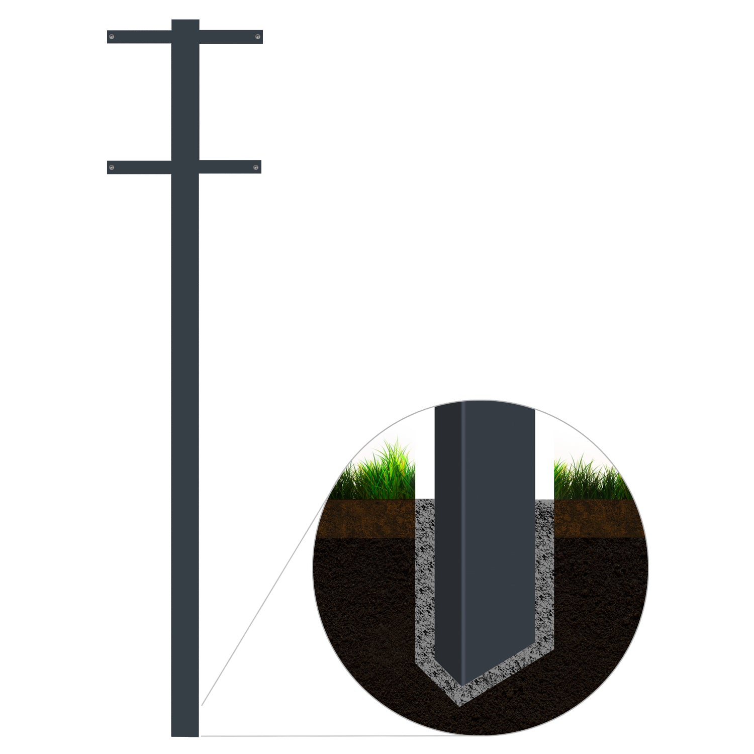 SBox 101r b Standbriefkasten anthrazit (RAL 7016) Design-Postkasten freistehend mit Pfosten (betonieren), Türanschlag rechts