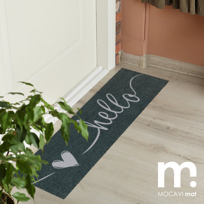 Läufer klein 30x100 Mat Schuhparkplatz Hello anthrazit