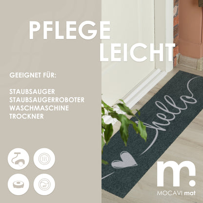 Läufer klein 30x100 Mat Schuhparkplatz Hello anthrazit