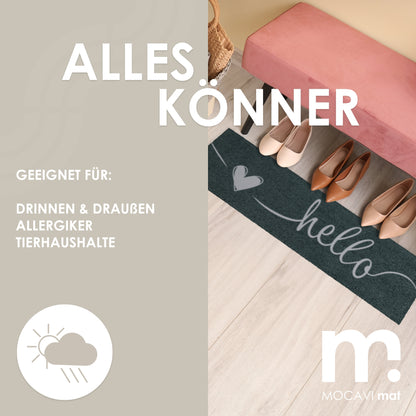 Läufer klein 30x100 Mat Schuhparkplatz Hello anthrazit