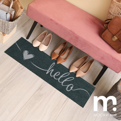 Läufer klein 30x100 Mat Schuhparkplatz Hello anthrazit