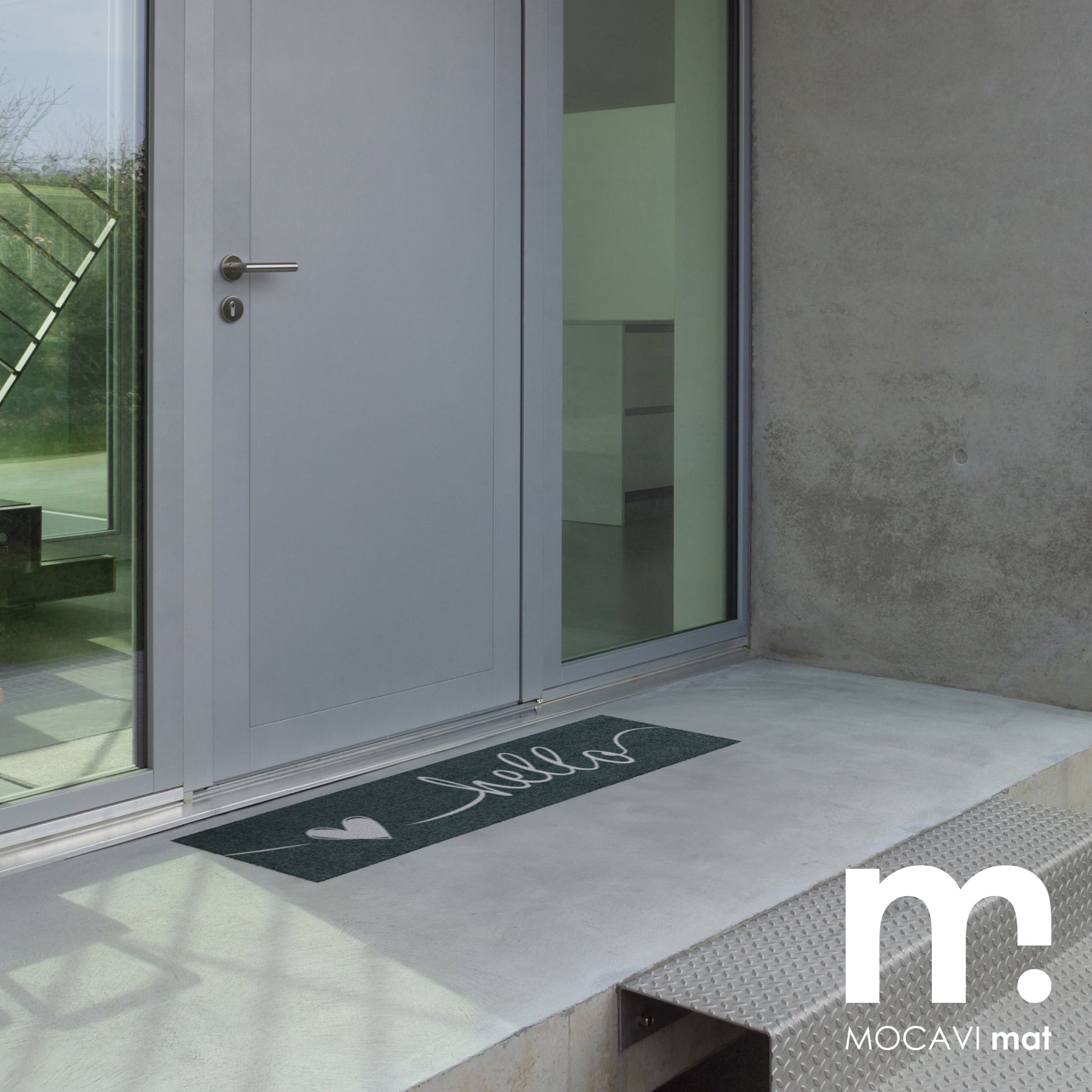 Läufer klein 30x100 Mat Schuhparkplatz Hello anthrazit