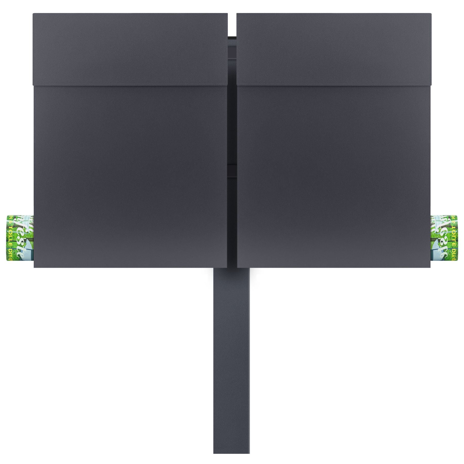 Stand 520 Briefkasten-Ständer für 2 Briefkästen anthrazit (RAL 7016) Standfuß zum Einbetonieren matt