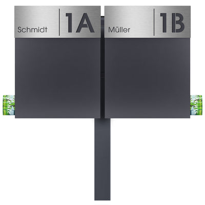 Stand 520 Briefkasten-Ständer für 2 Briefkästen anthrazit (RAL 7016) Standfuß zum Einbetonieren matt