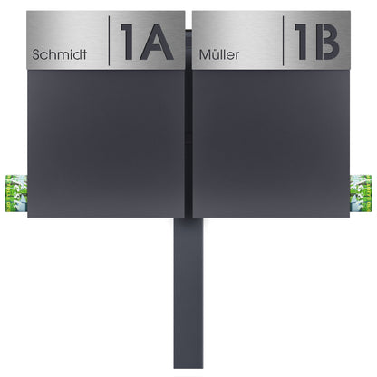 Stand 520 Briefkasten-Ständer für 2 Briefkästen anthrazit (RAL 7016) Standfuß zum Einbetonieren matt