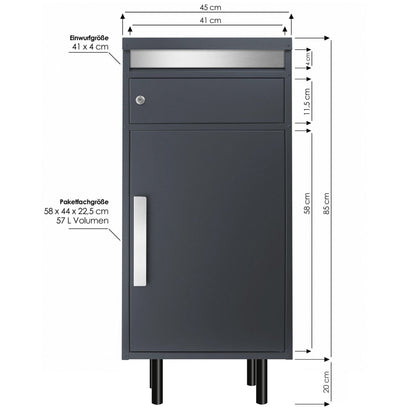 Stand 600a Paketbriefkasten-Ständer zum Einbetonieren schwarz