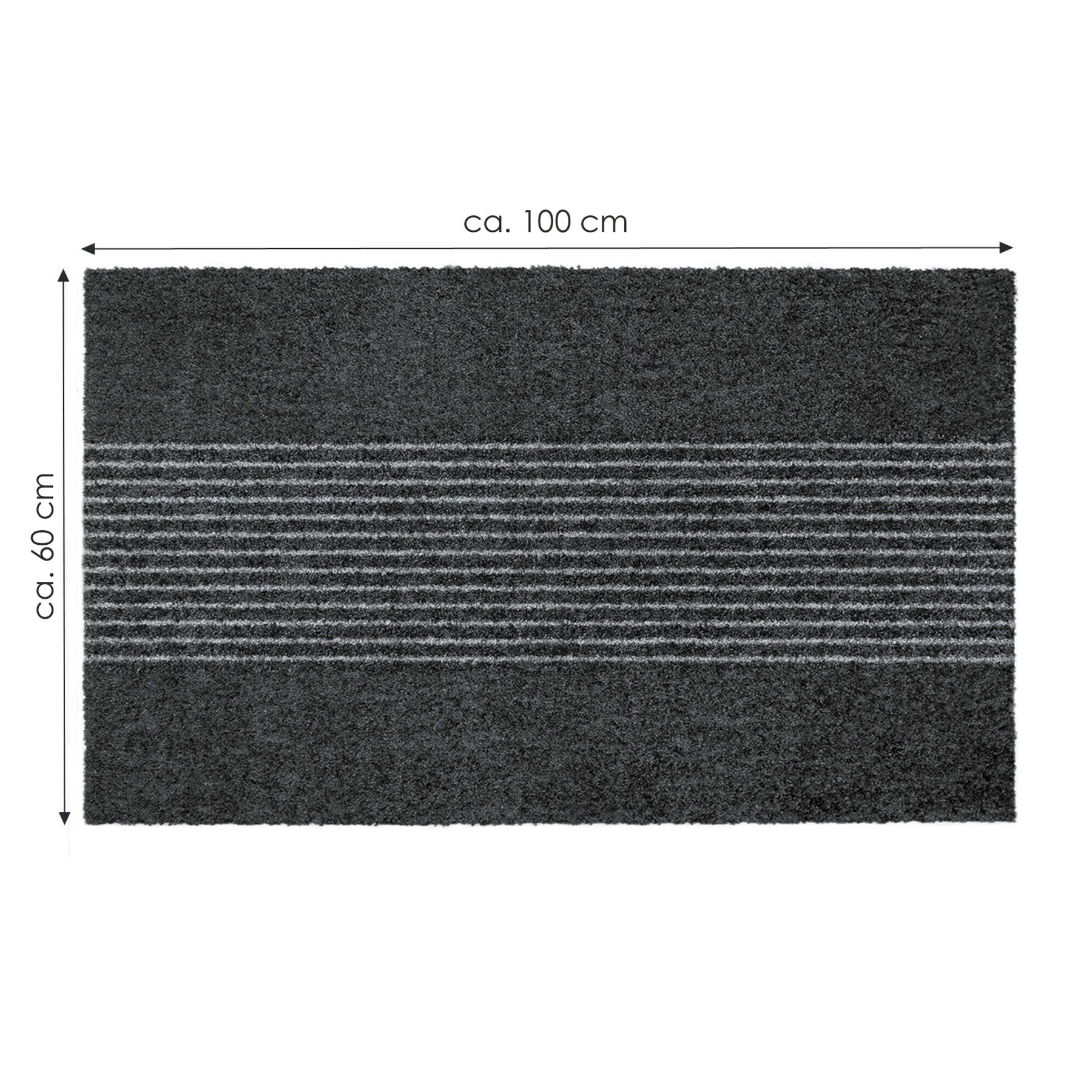 Fußmatte 60 x 100 cm Mat gestreift anthrazit randlos