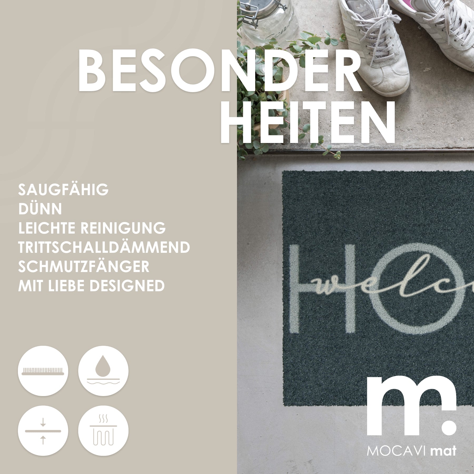 Fußmatte 60 x 100 cm Mat gestreift anthrazit randlos