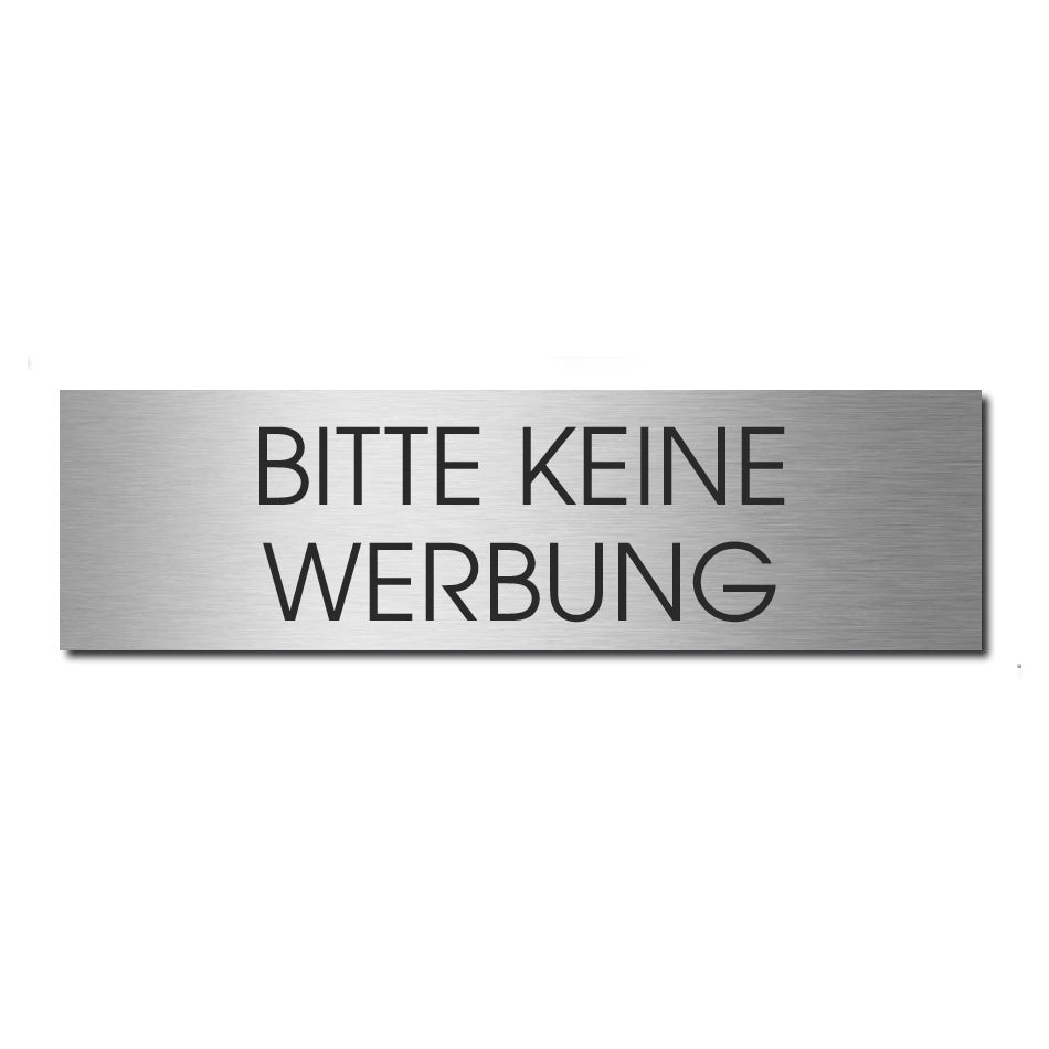 Stick 902 M Briefkastenschild selbstklebend BITTE KEINE WERBUNG Edelstahl graviert zweizeilig