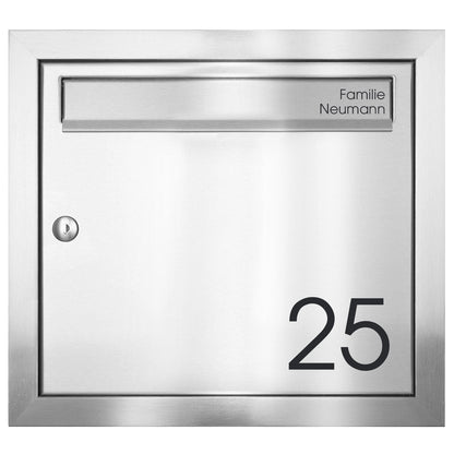 Unterputz-Briefkastenanlage Edelstahl personalisiert