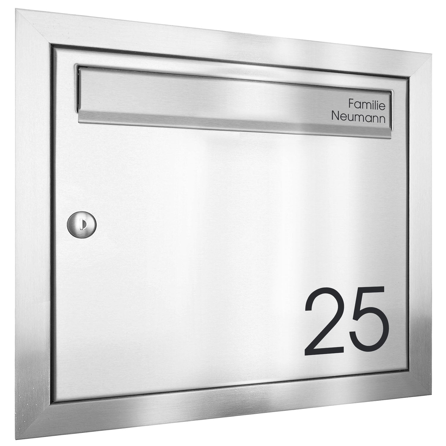 Postkasten einbaufähig Edelstahl mit Beschriftung