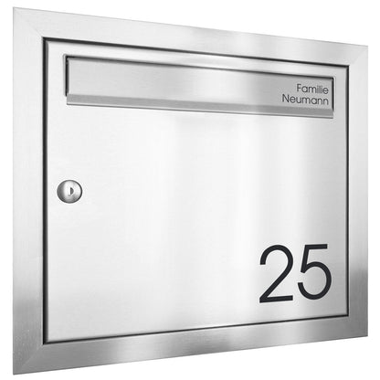 Postkasten einbaufähig Edelstahl mit Beschriftung