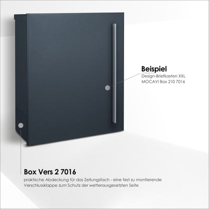 Briefkasten dunkelgrau mit Verschluss der Zeitungsrolle rechteckig