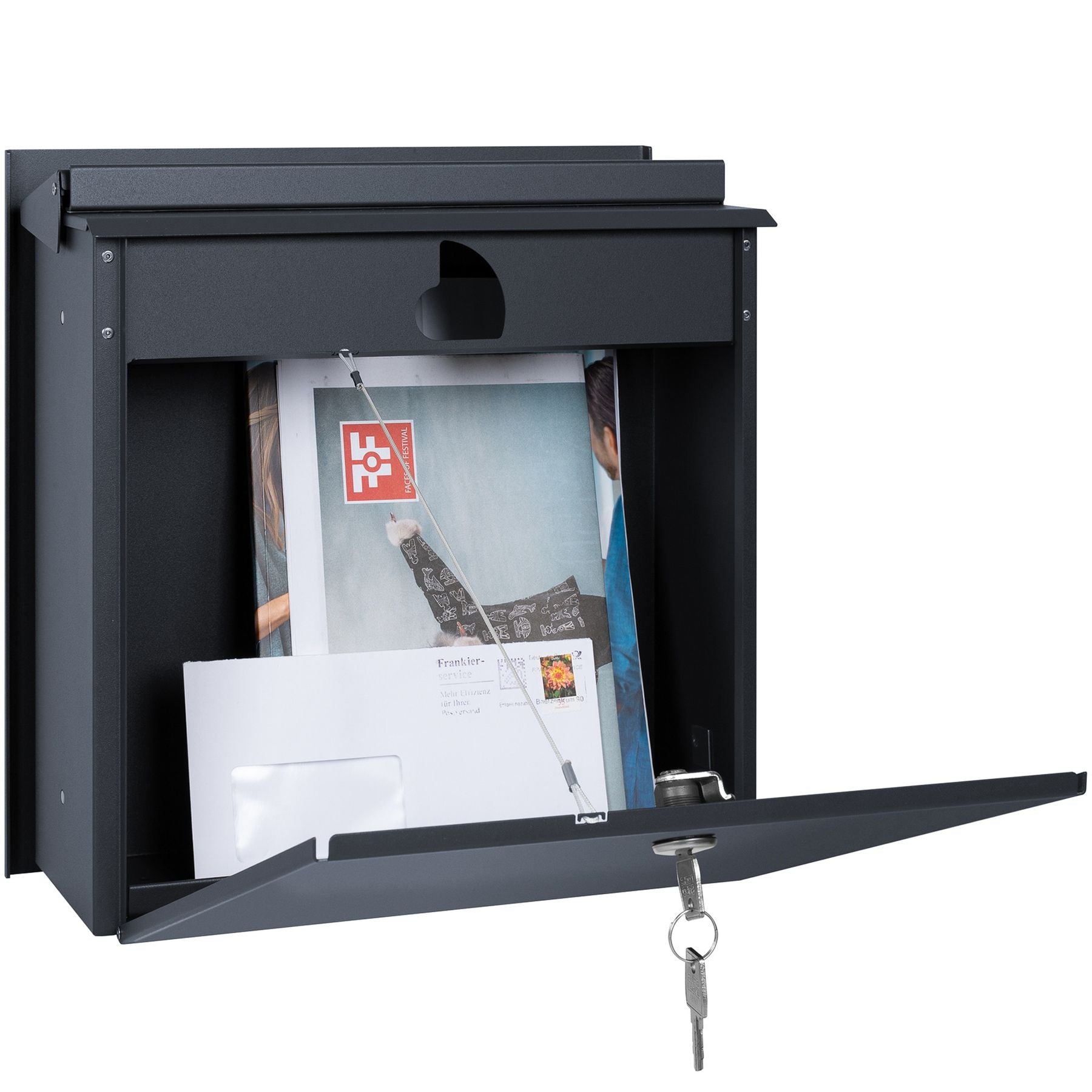 Großer Zaunbriefkasten, viel Platz und komfortable Entnahme hinten