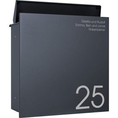Zaunbriefkasten ZBox 111 anthrazit mit individueller Beschriftung