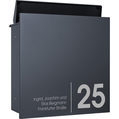 Zaunbriefkasten anthrazit mit Beschriftung - ZBox 111 7016
