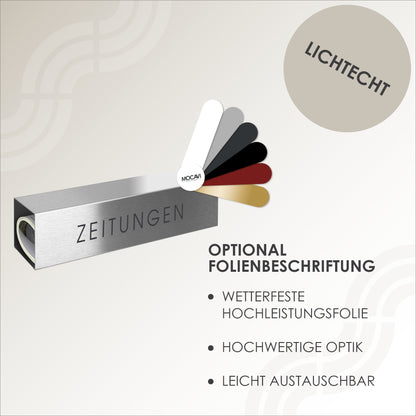 Optional Beschriftung mit Hochleistungsfolie